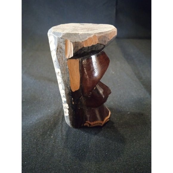 Hand Carved Glazed Wood Mini Statue 4" (9d2)‎ - Picture 3 of 6